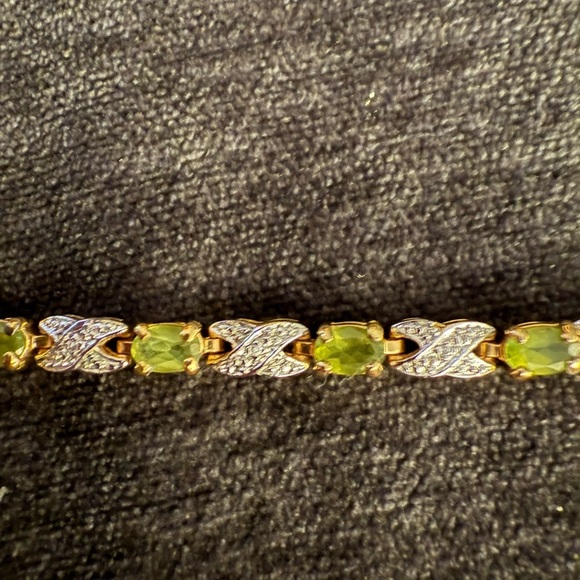 Vintage Sterling silver peridot bracelet micro pave diamonds marked piece - Picture 4 of 6